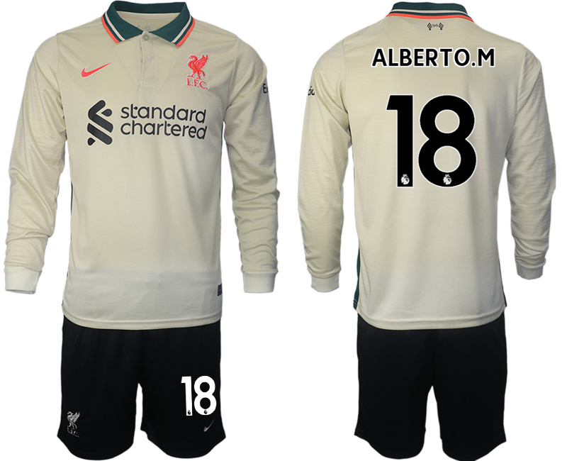 Men 2021-2022 Club Liverpool away cream Long Sleeve #18 Soccer Jersey->liverpool jersey->Soccer Club Jersey